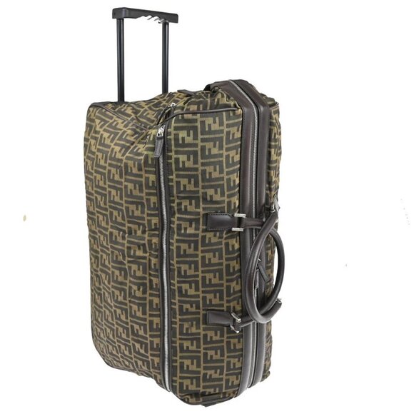 FENDI Zucca Rolling Duffel Bag Trolley Case Canvas Leather Brown SHW 70KB650 - Picture 12 of 16